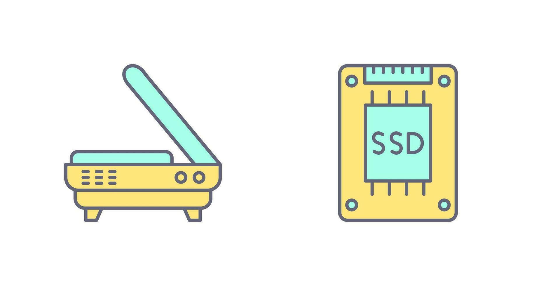 Scanner and Hard drive Icon vector