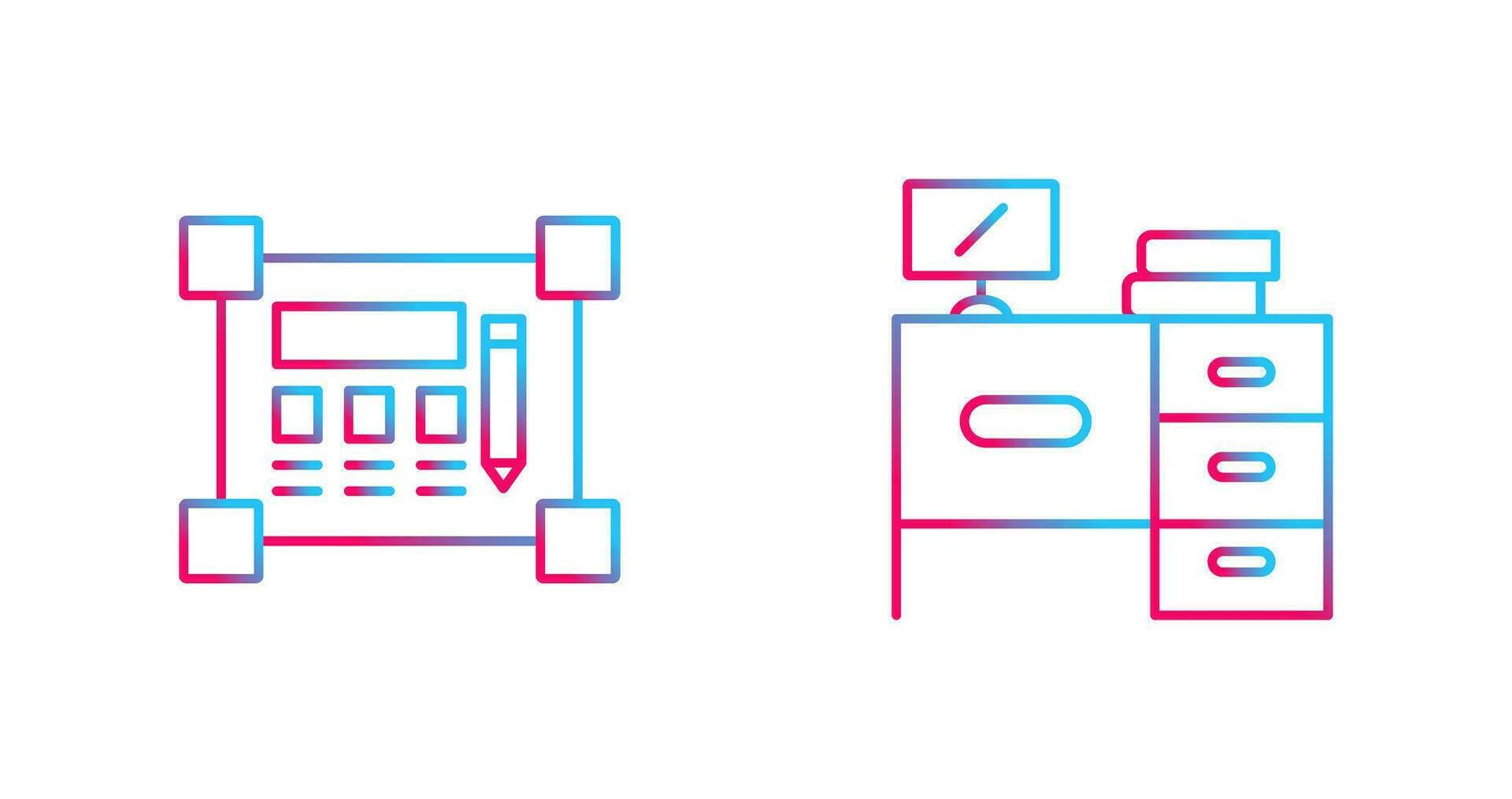 Blueprint and Desk Icon vector