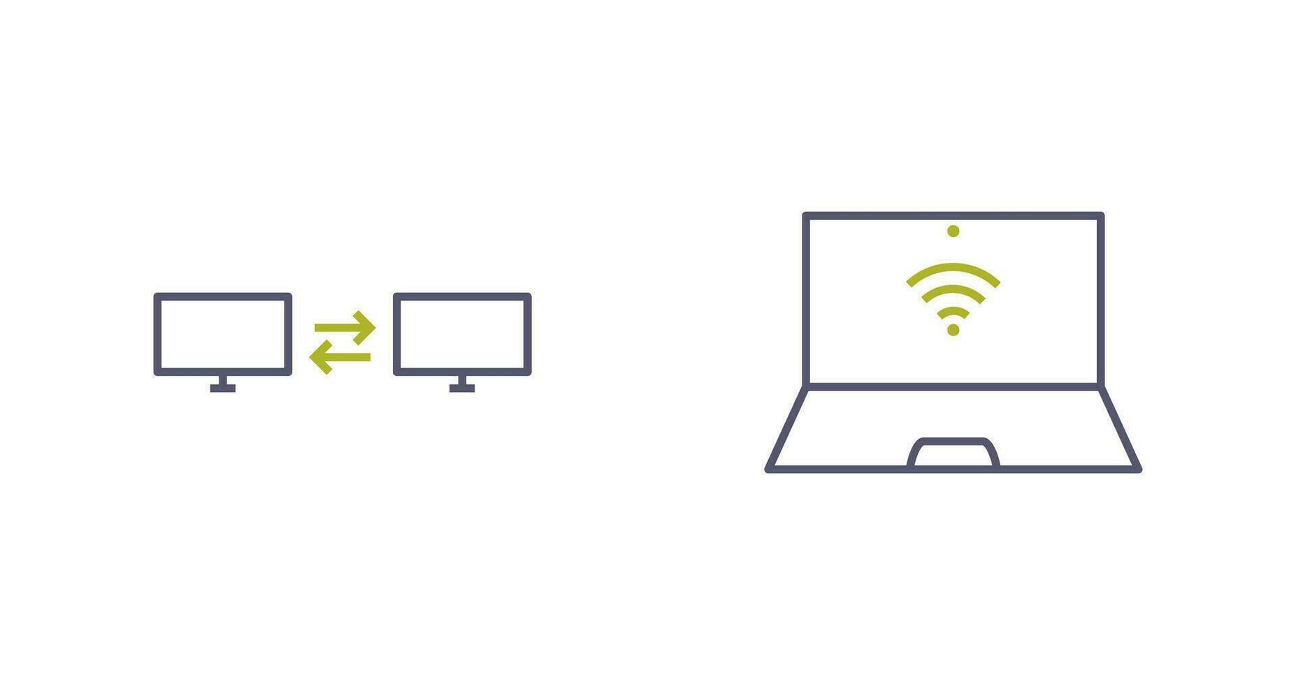 sharing system and connected laptop Icon vector