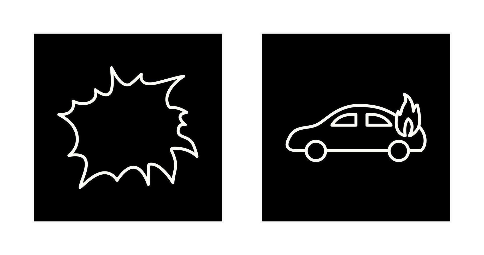 explosion and car on fire  Icon vector