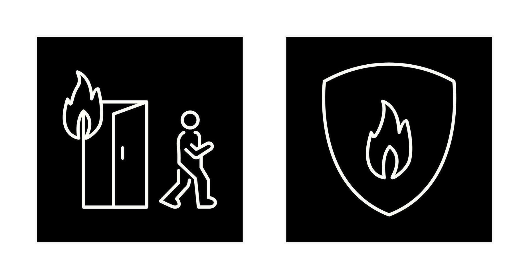 running from fire and fire shield  Icon vector
