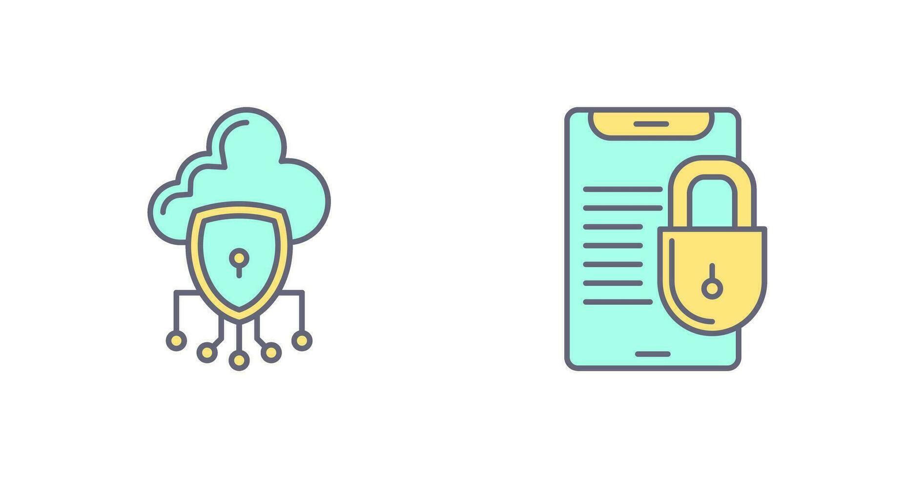 Data Protection and Smart Phone Icon vector