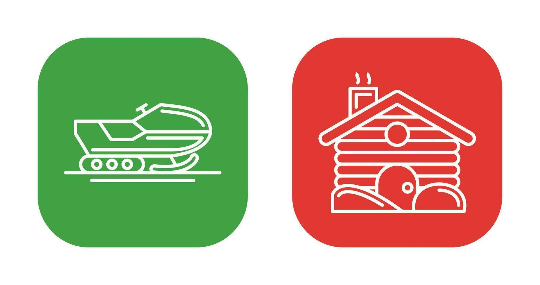 Snowmobile and Cabin Icon vector