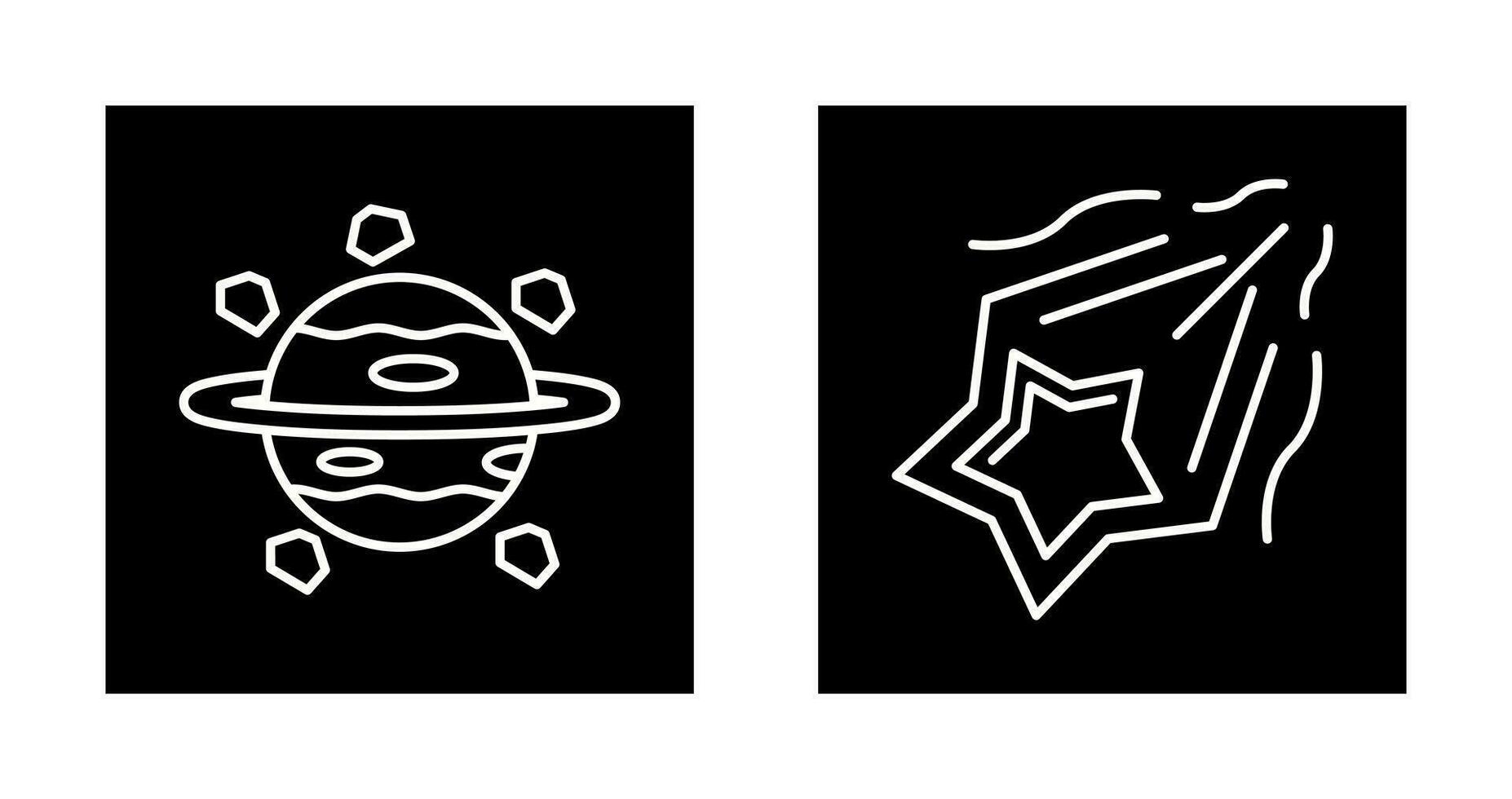 Saturno y disparo estrella icono vector