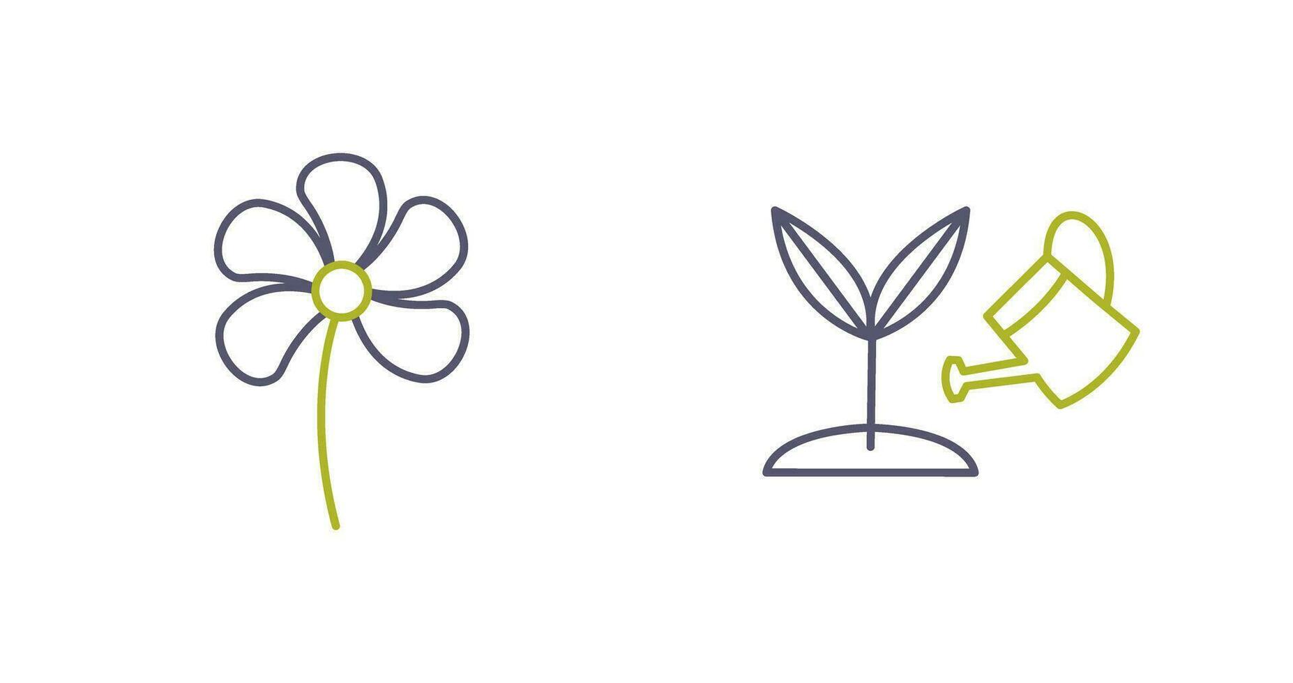 Small flowers and Growing Plant Icon vector