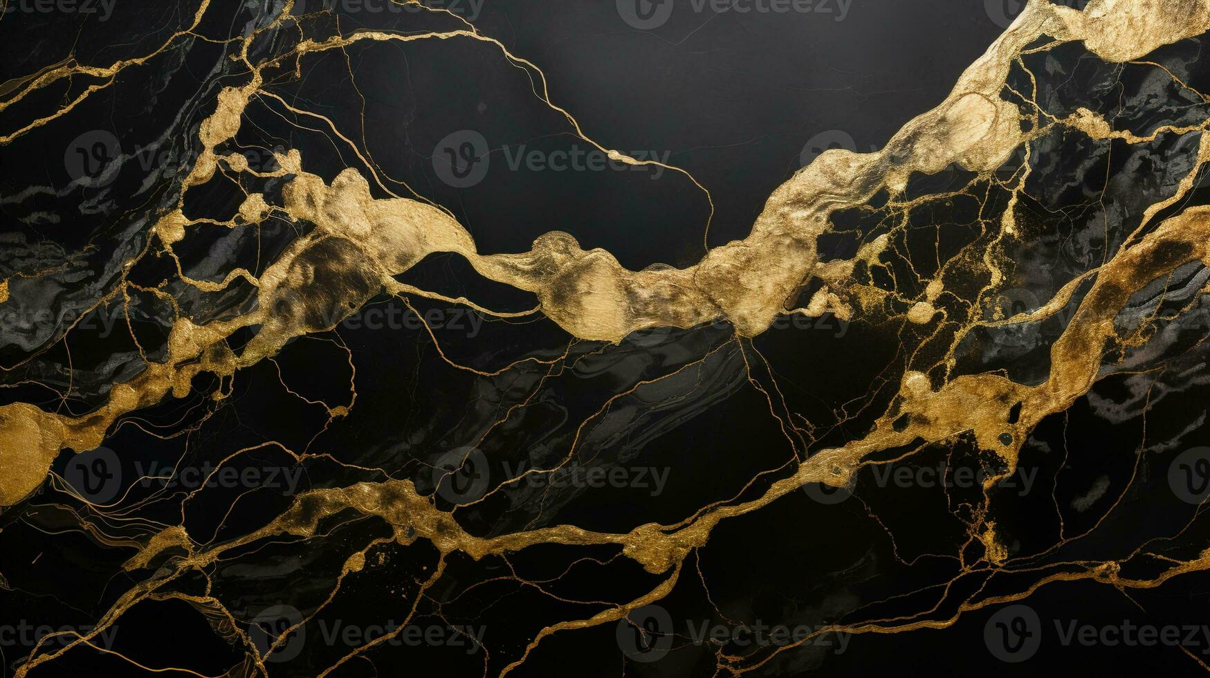 Top View of Luxurious Black and Gold Marble Background, Ideal for Elegant Product Presentation, Offering a Prestigious and Rich Setting with Shiny Glamour, Ai generative photo