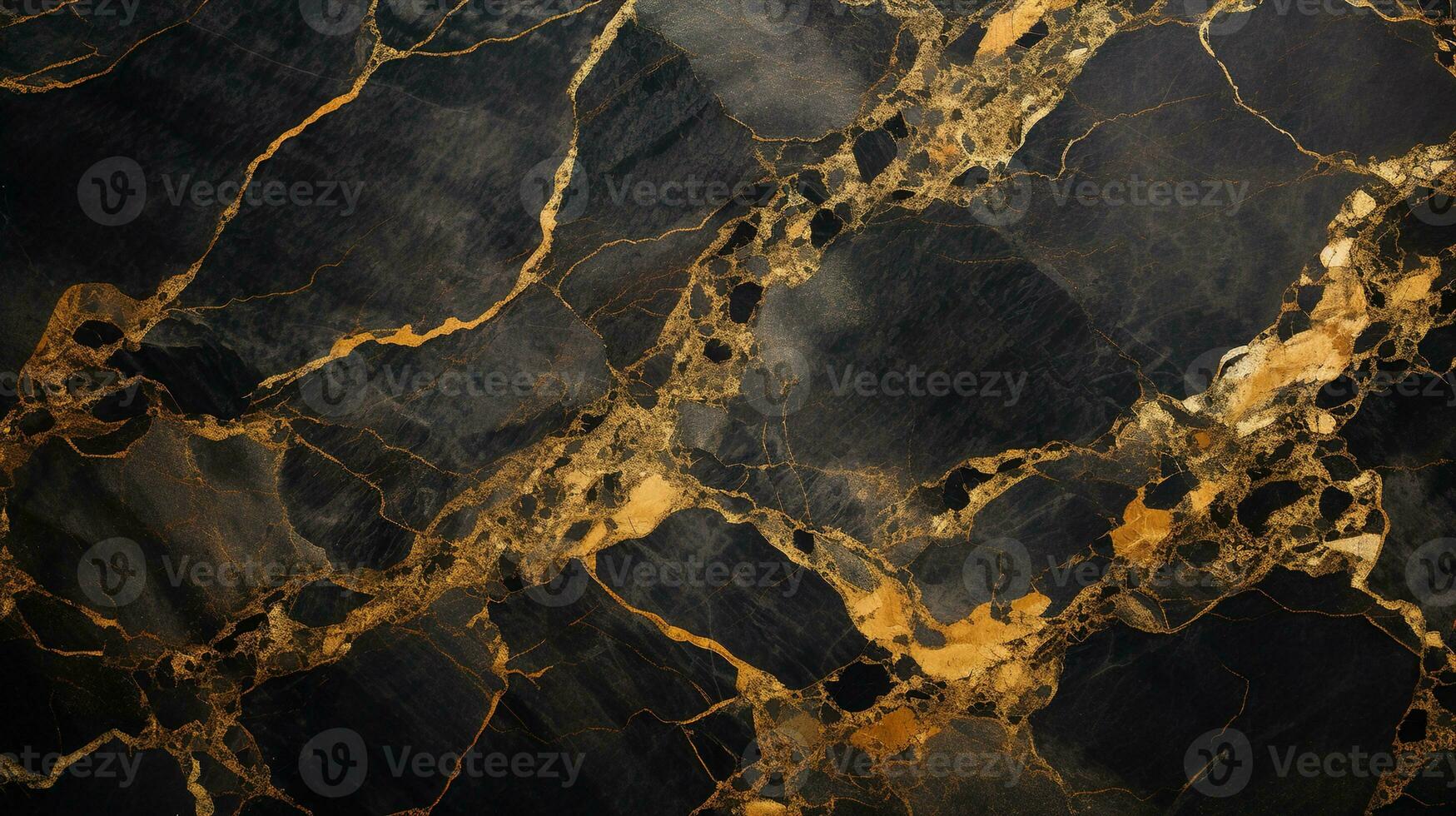 Top View of Luxurious Black and Gold Marble Background, Ideal for Elegant Product Presentation, Offering a Prestigious and Rich Setting with Shiny Glamour, Ai generative photo