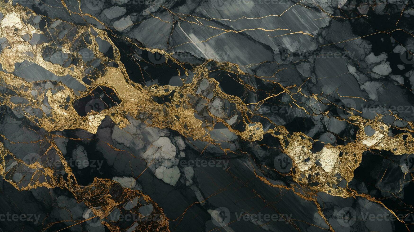 Top View of Luxurious Black and Gold Marble Background, Ideal for Elegant Product Presentation, Offering a Prestigious and Rich Setting with Shiny Glamour, Ai generative photo