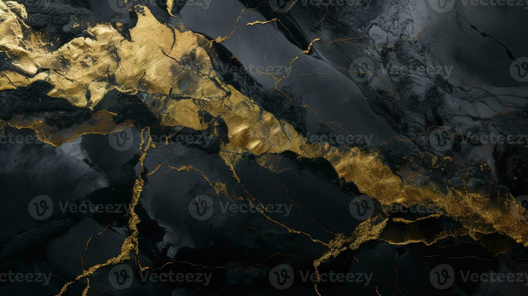 Top View of Luxurious Black and Gold Marble Background, Ideal for Elegant Product Presentation, Offering a Prestigious and Rich Setting with Shiny Glamour, Ai generative photo