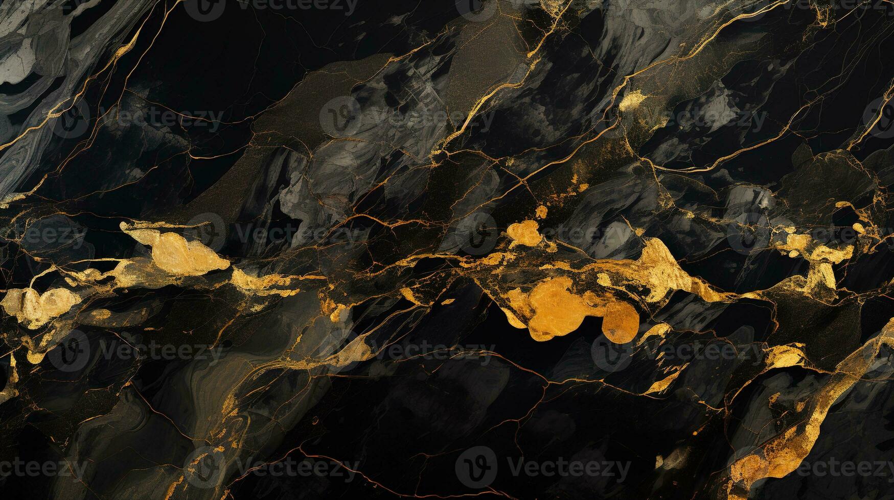 Top View of Luxurious Black and Gold Marble Background, Ideal for Elegant Product Presentation, Offering a Prestigious and Rich Setting with Shiny Glamour, Ai generative photo