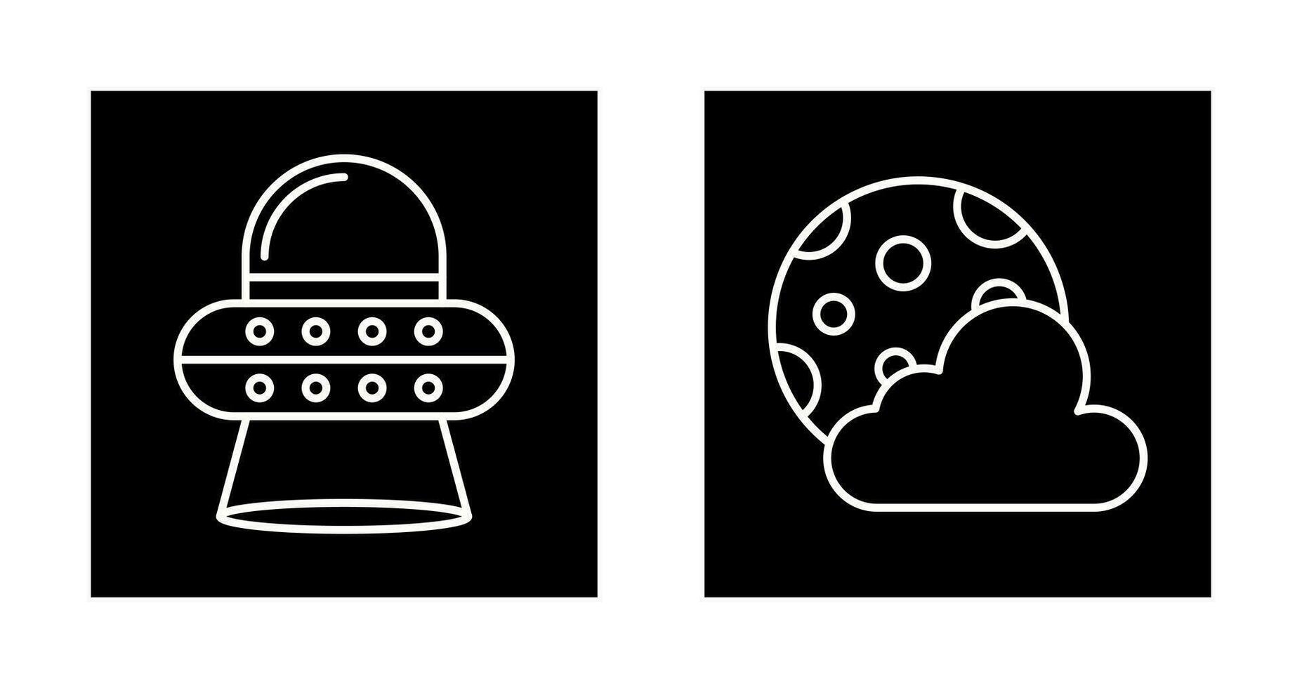 ufo and moon Icon vector