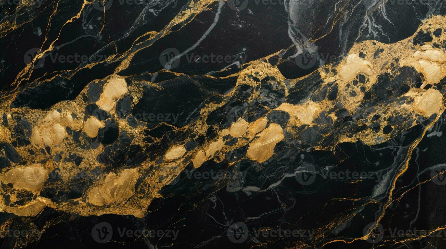 Top View of Luxurious Black and Gold Marble Background, Ideal for Elegant Product Presentation, Offering a Prestigious and Rich Setting with Shiny Glamour, Ai generative photo