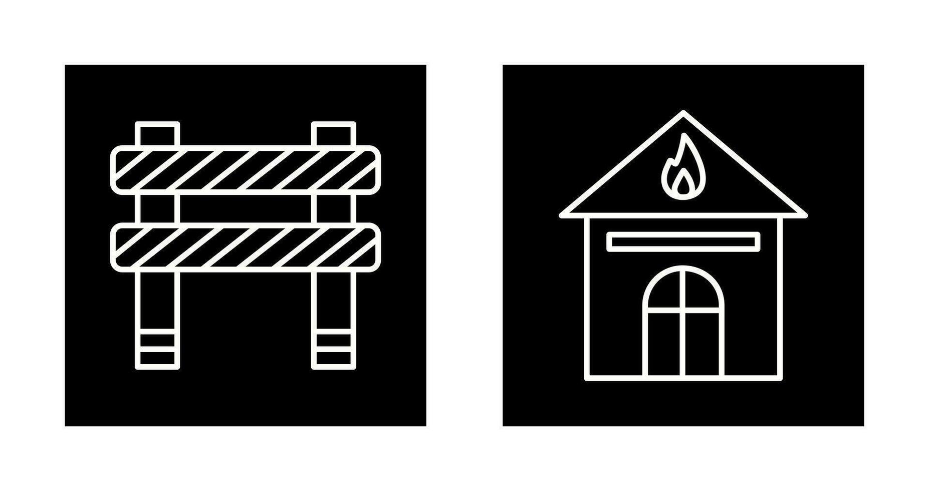 barrier and house on fire Icon vector