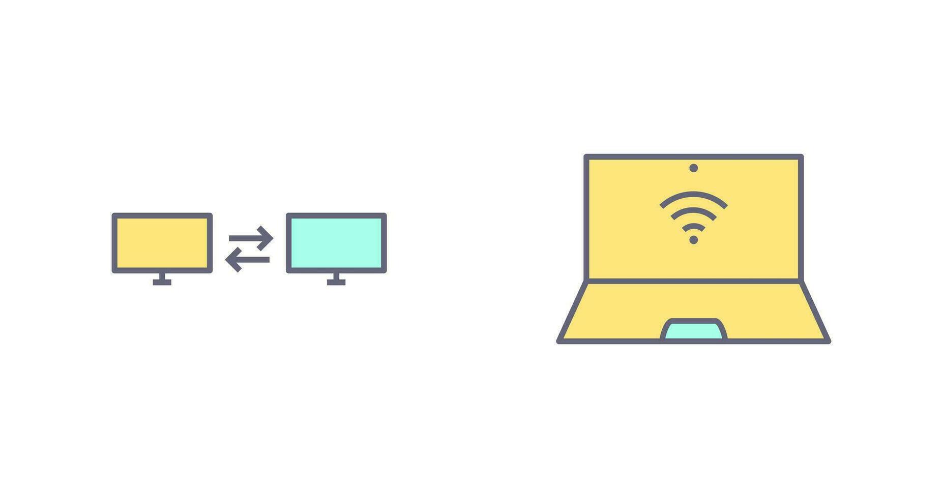 sharing system and connected laptop Icon vector