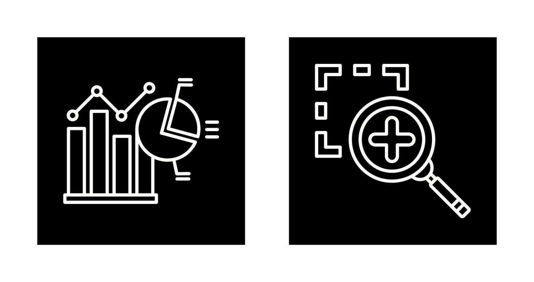 Bar Chat and Zoom In Icon vector