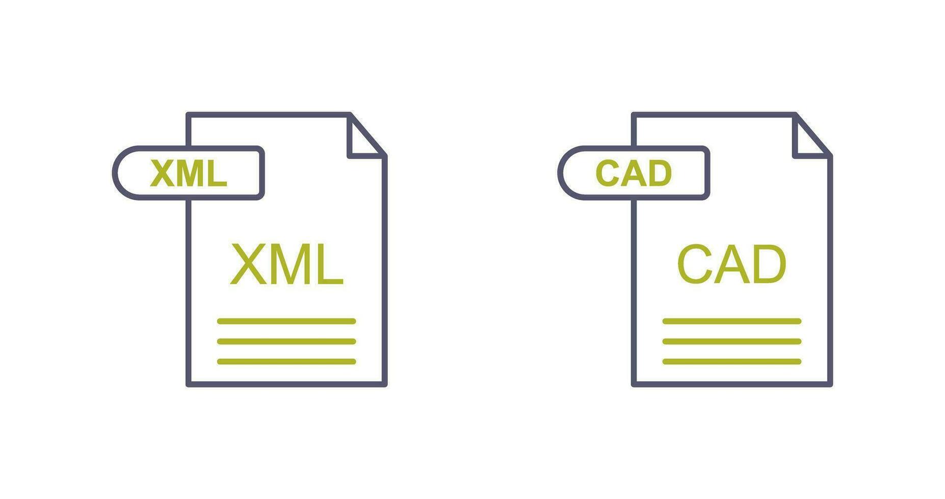 XML and CAD Icon vector
