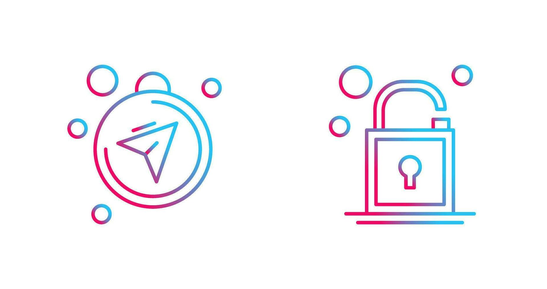 Compass and Open Lock Icon vector