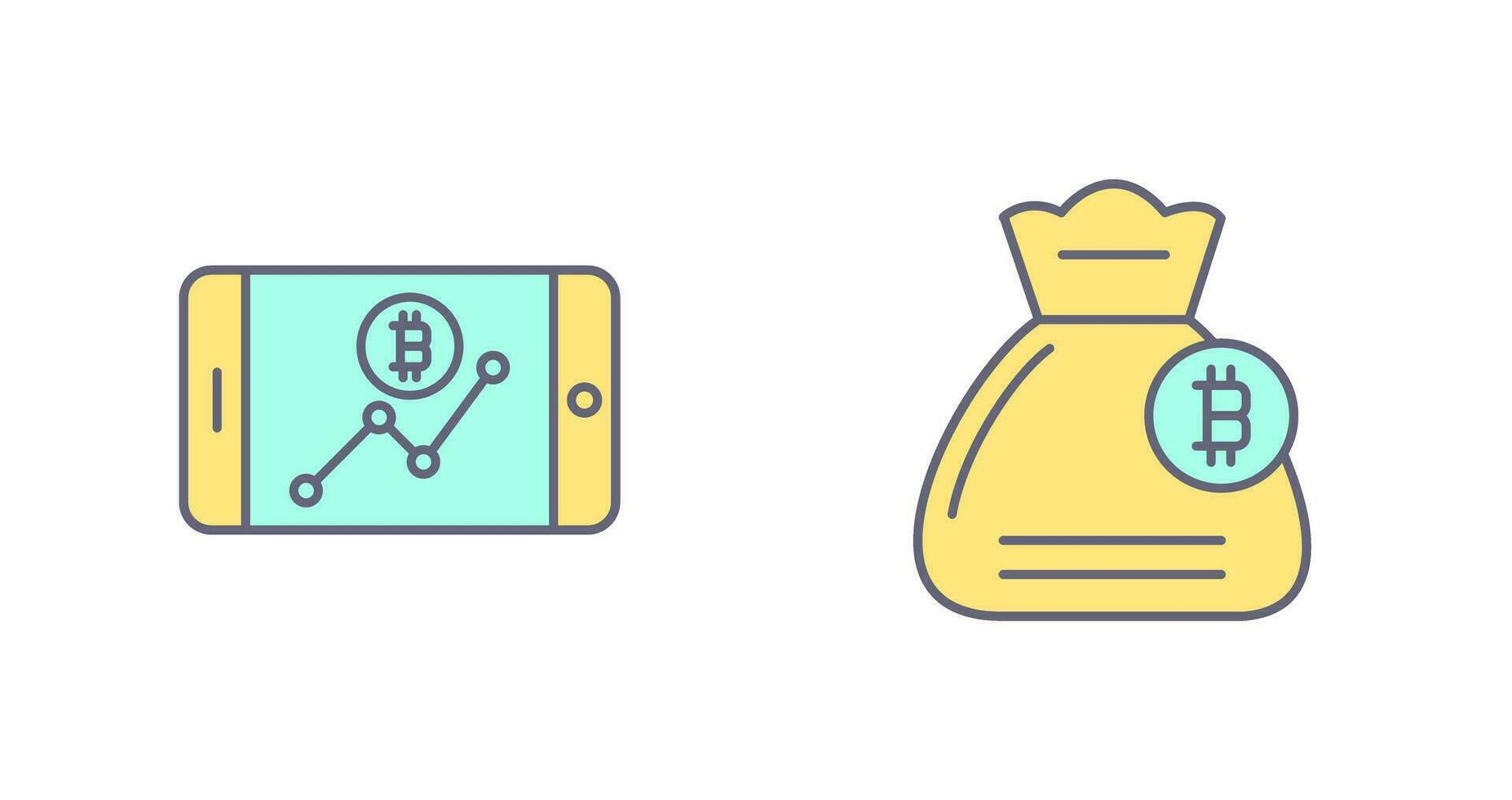 línea gráfico y dinero bolso icono vector