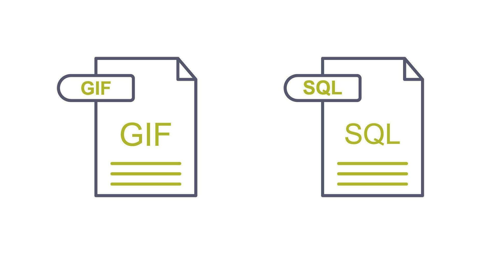 GIF and SQL Icon vector