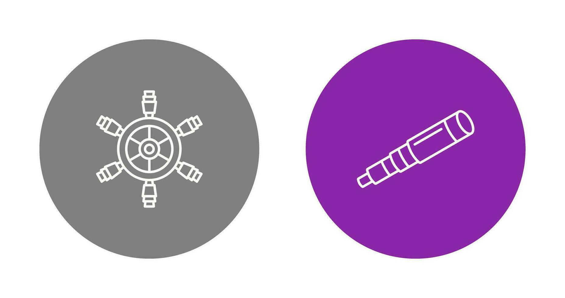 Ship Wheel and Binocular Icon vector