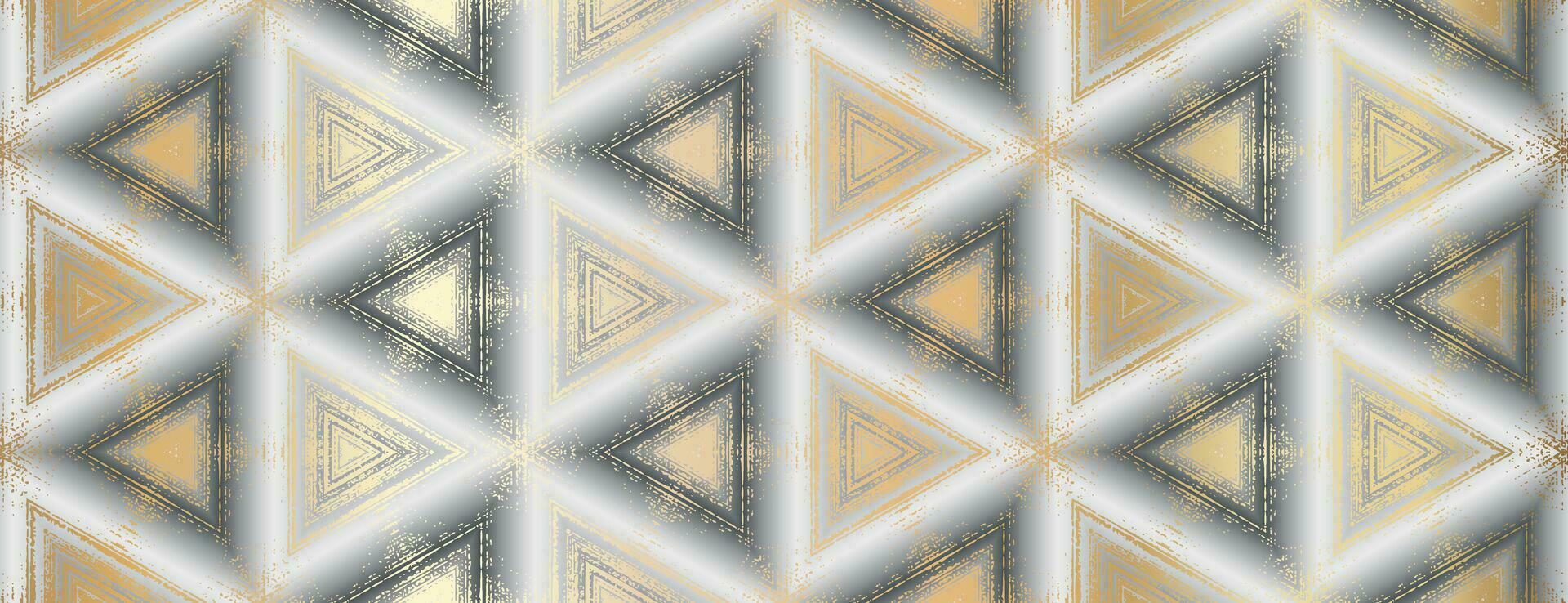Seamless abstract grey, white and gold textured kaleidoscope pattern. Symmetric geometric ornament for digital paper, textile printing, wallpaper background design. vector