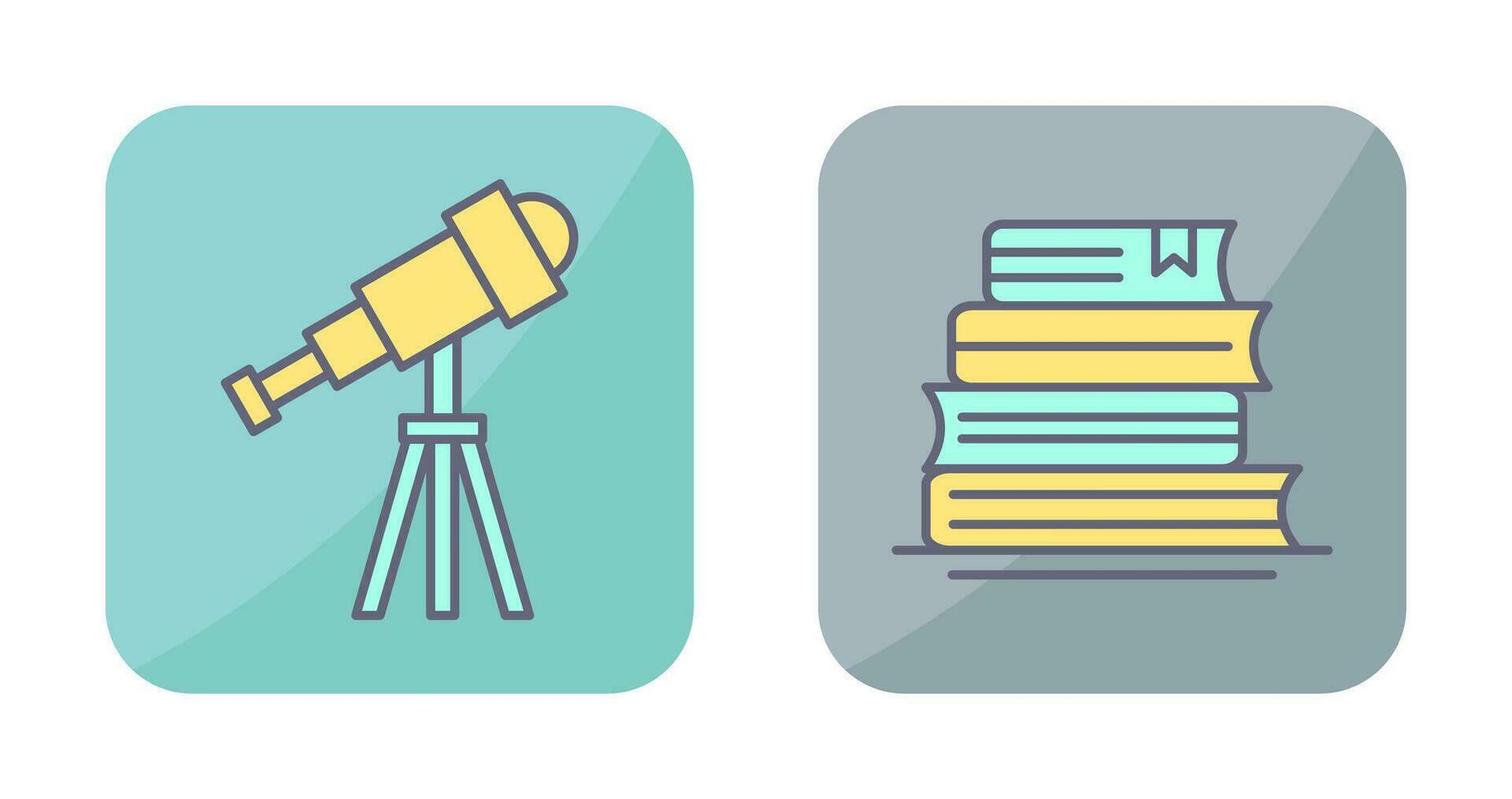 Telescope and BooksSnack and Money Icon vector