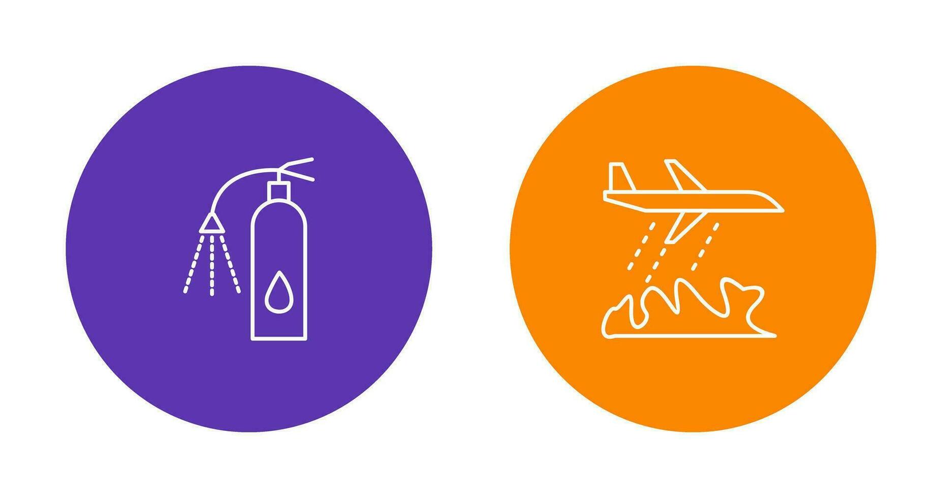 using extinguisher and firefighter plane  Icon vector