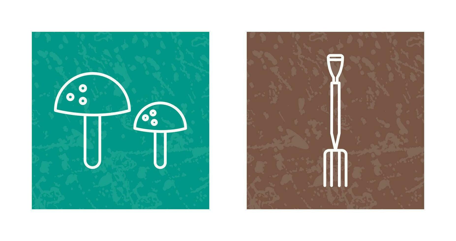 Mushrooms and Gardening Fork Icon vector