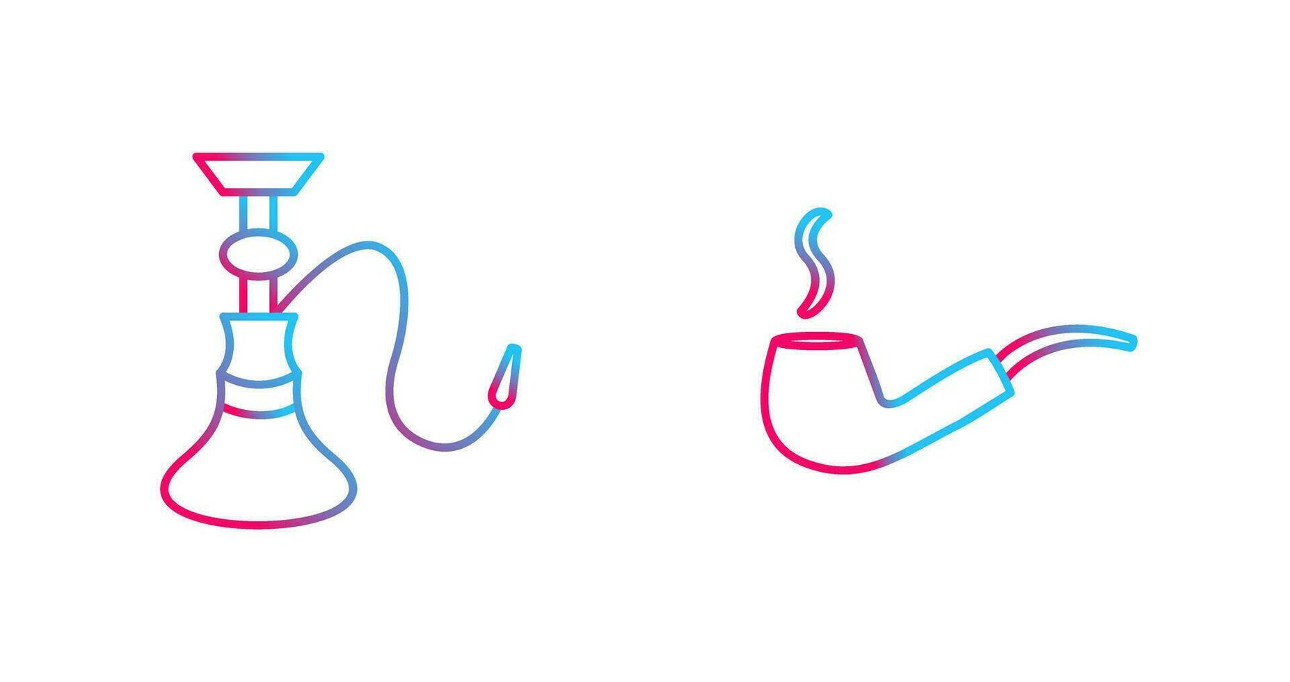 hookah and lit smoking pipe  Icon vector