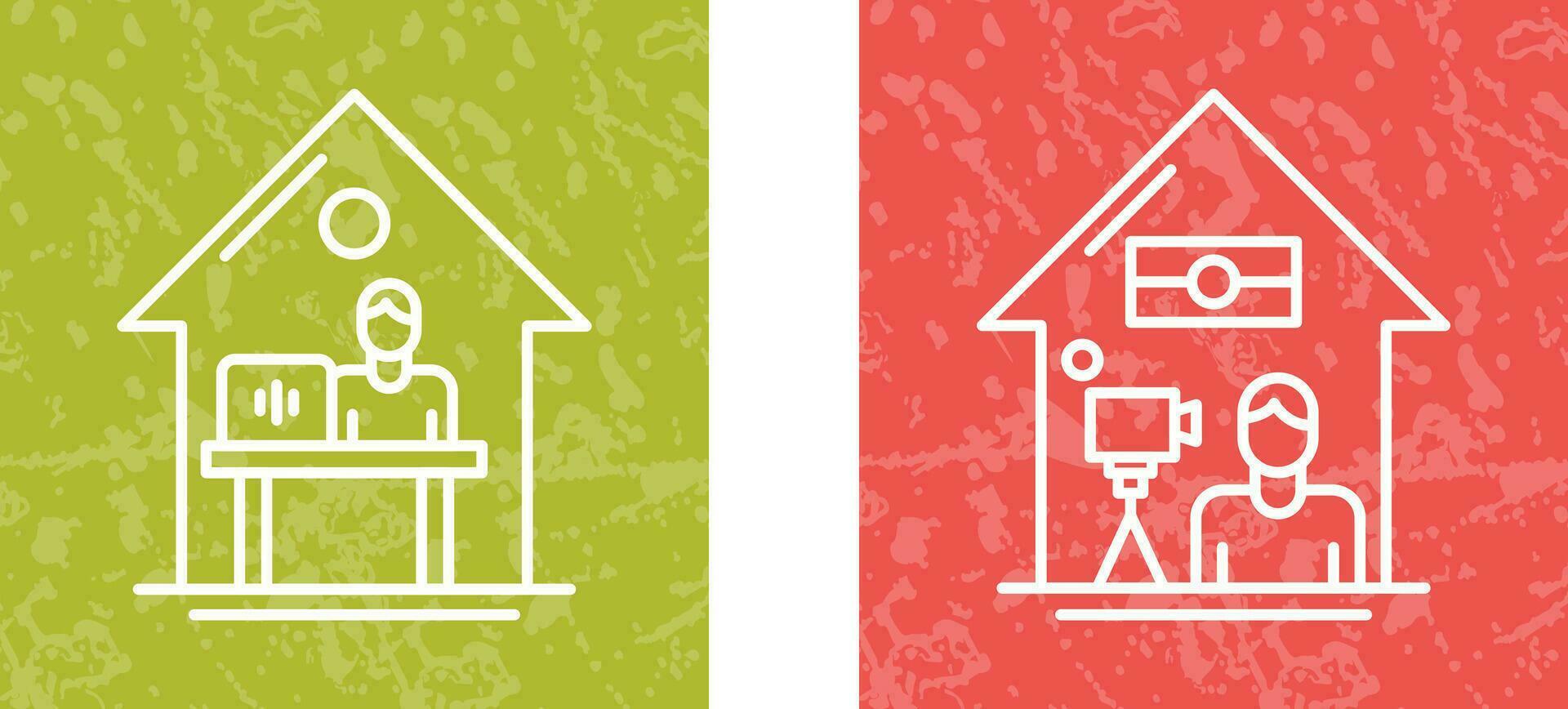 Work At Home and Lie Record Icon vector