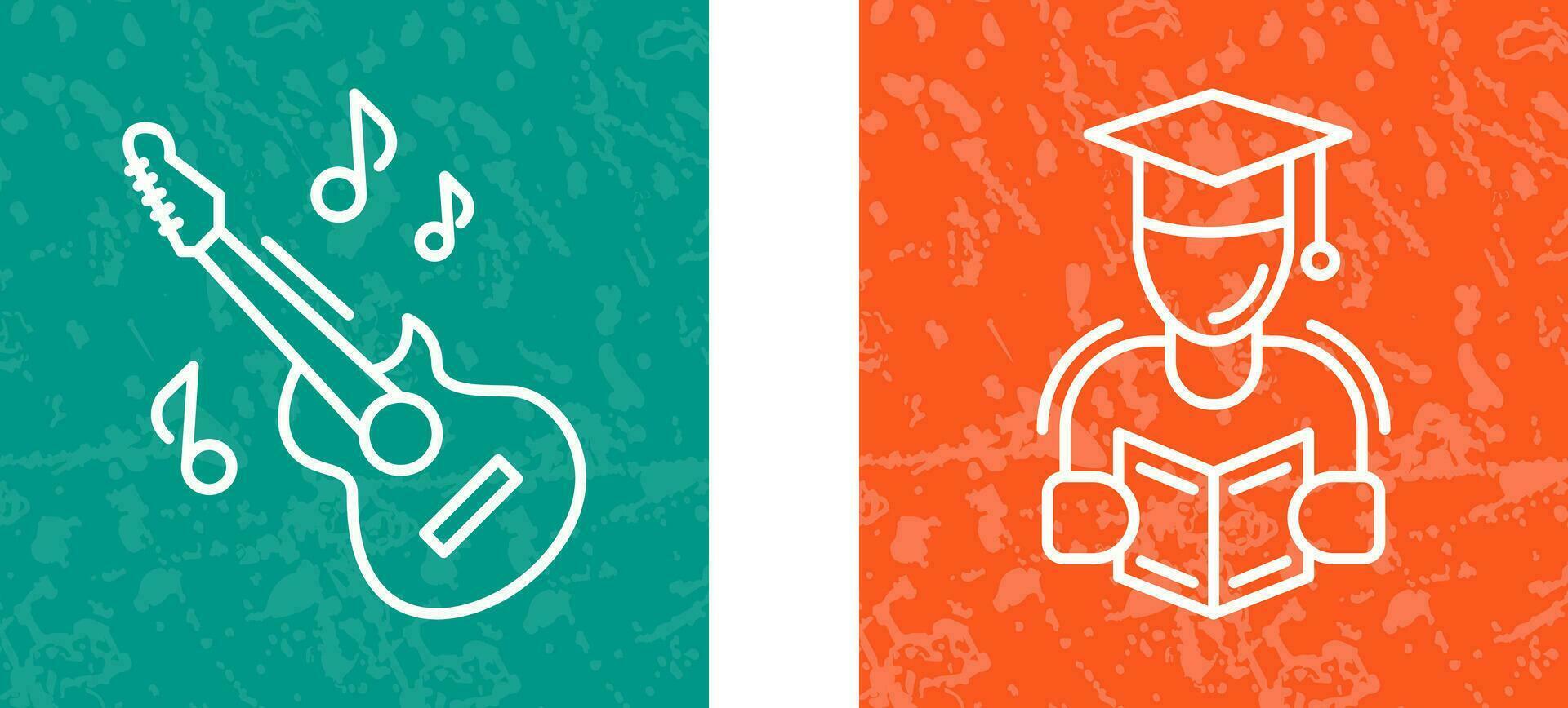 Learning and Guitar Icon vector