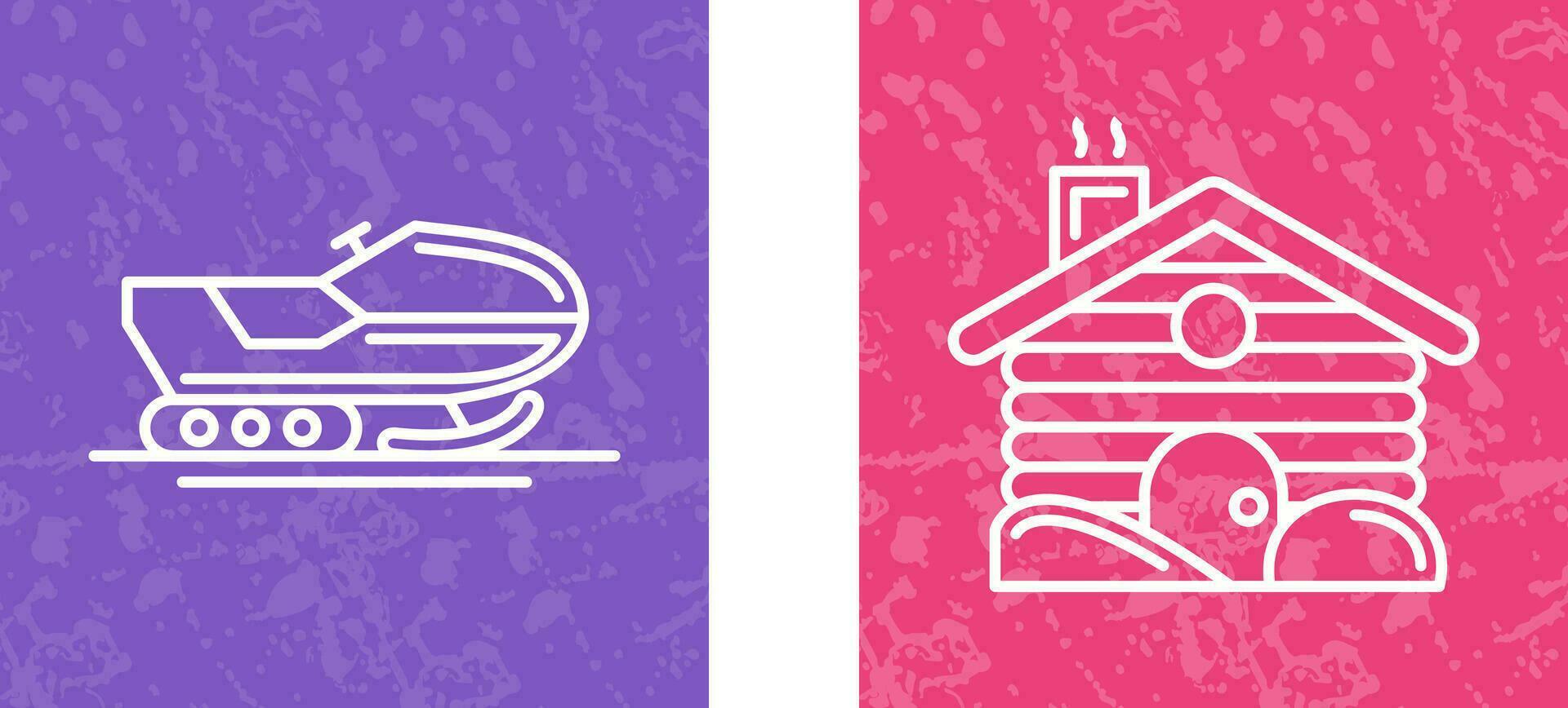 Snowmobile and Cabin Icon vector