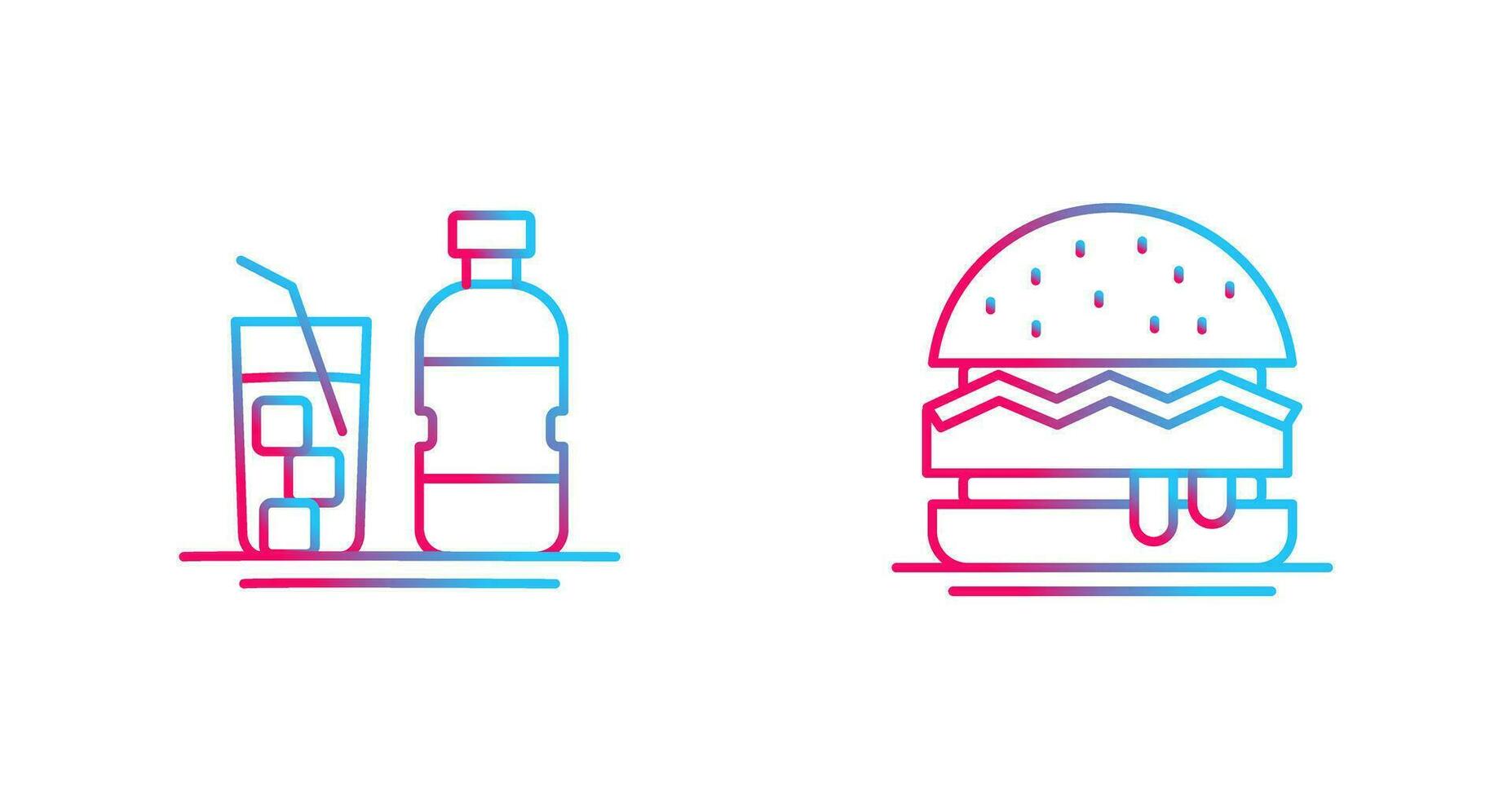 Mineral Water and Hamburger Icon vector