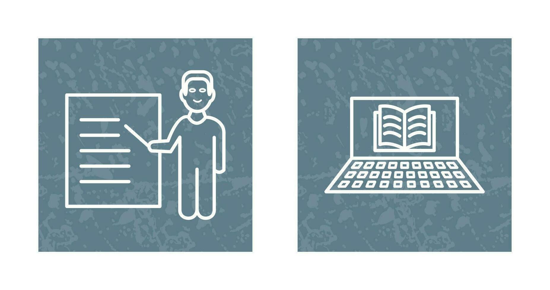 Online Books and Male Presenter Icon vector