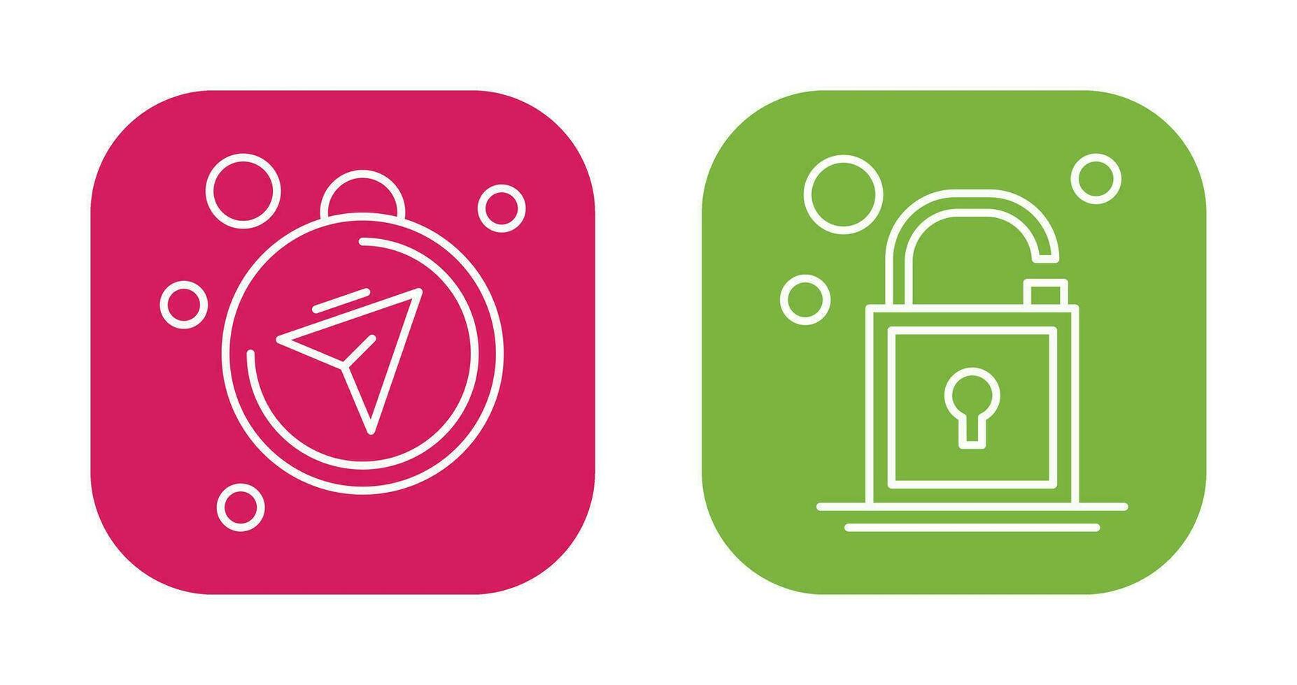 Compass and Open Lock Icon vector