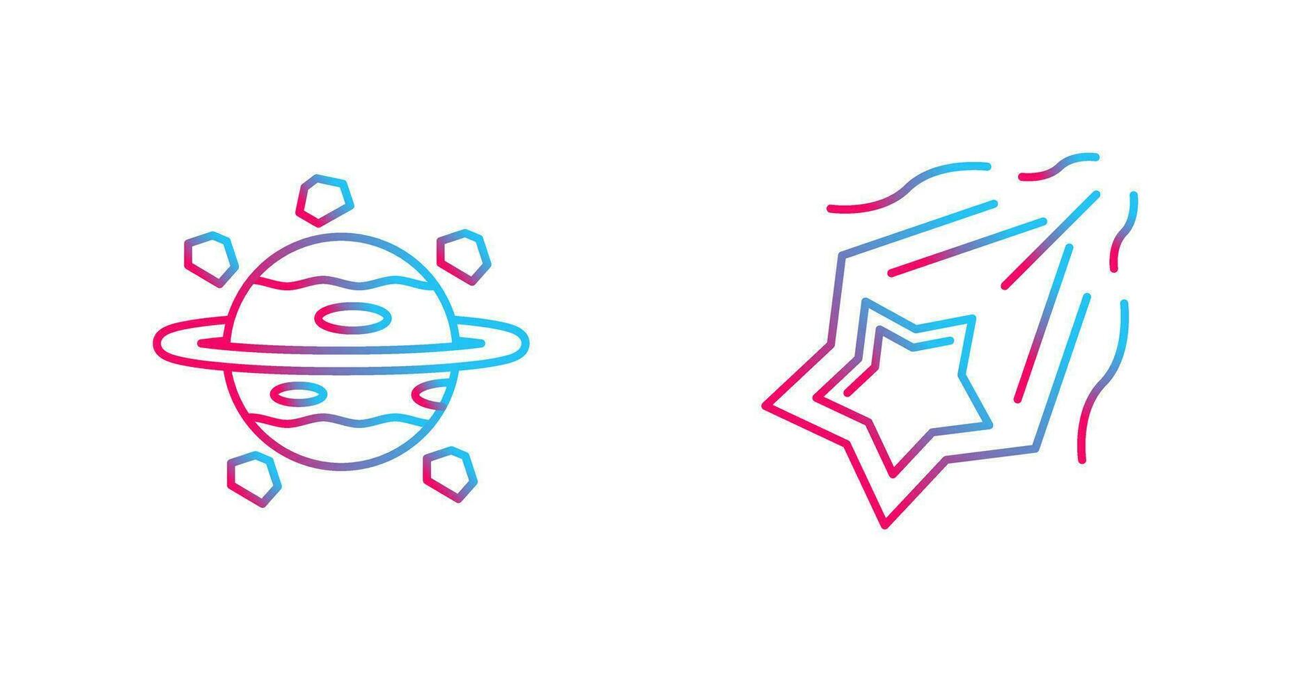 Saturno y disparo estrella icono vector