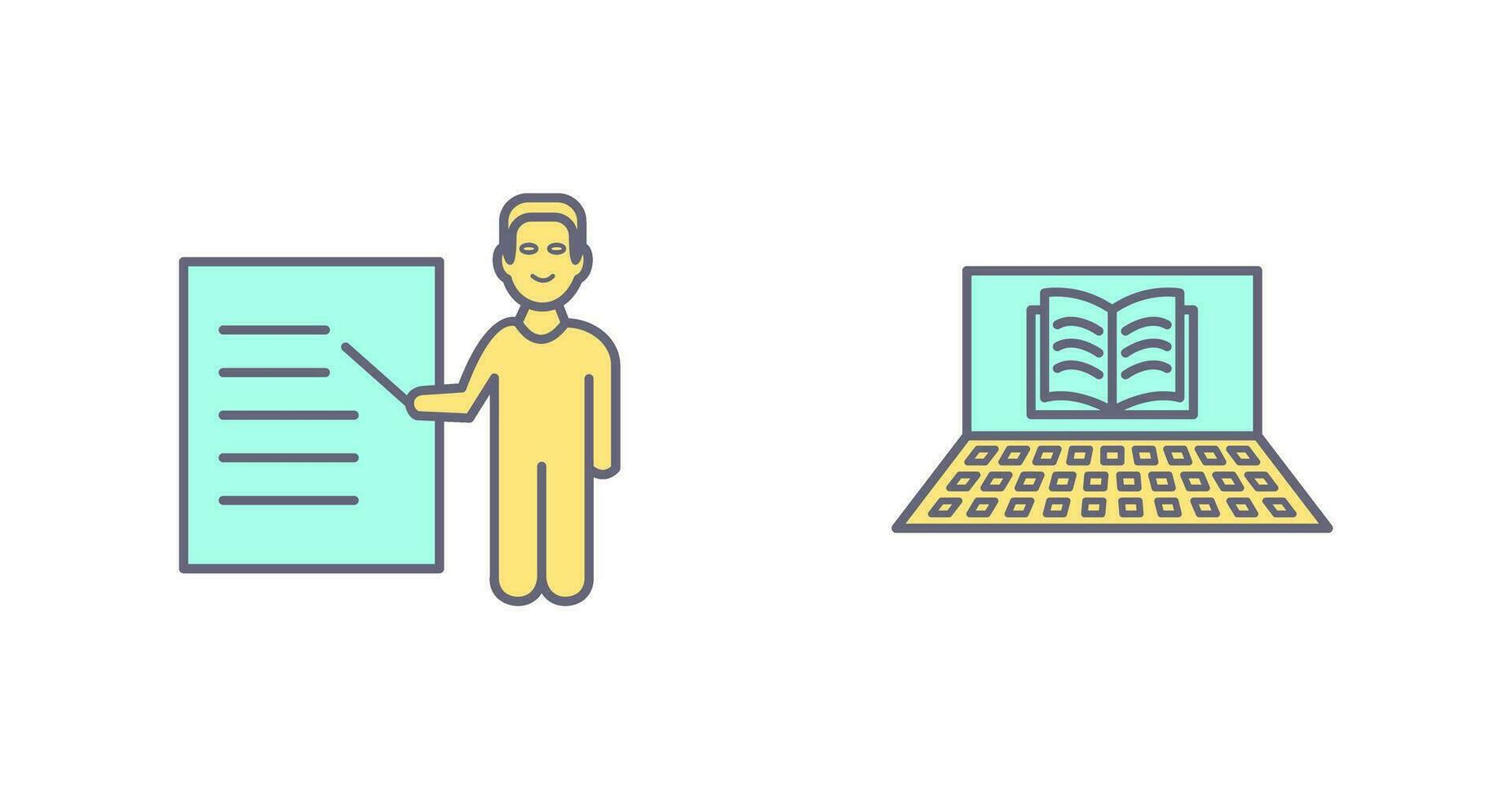 Online Books and Male Presenter Icon vector