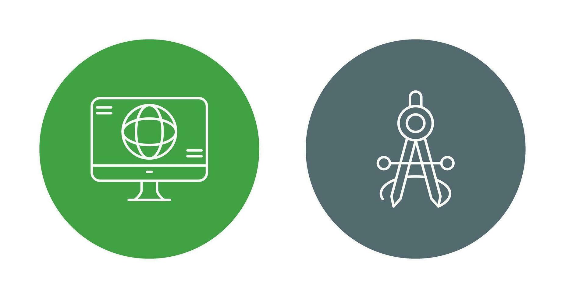 monitor and compass Icon vector