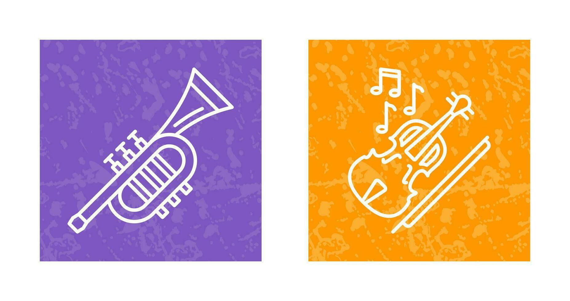 trompeta y violín icono vector