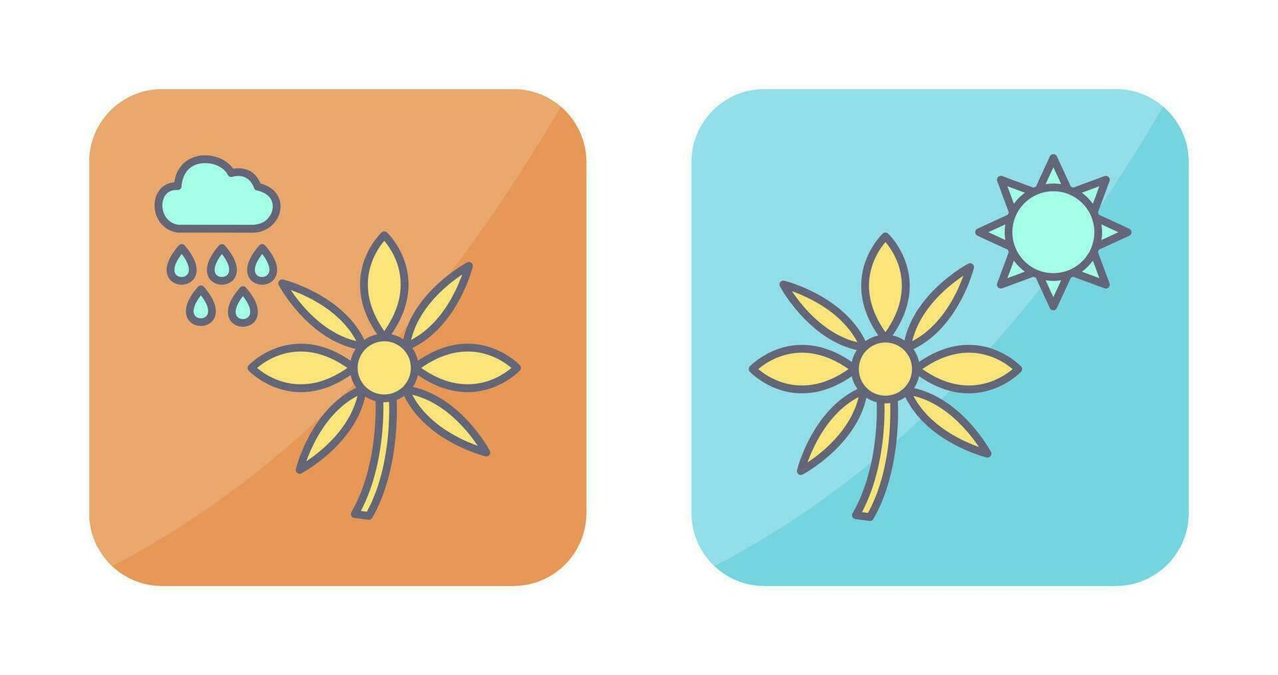 Flower with rain and Flower  Icon vector