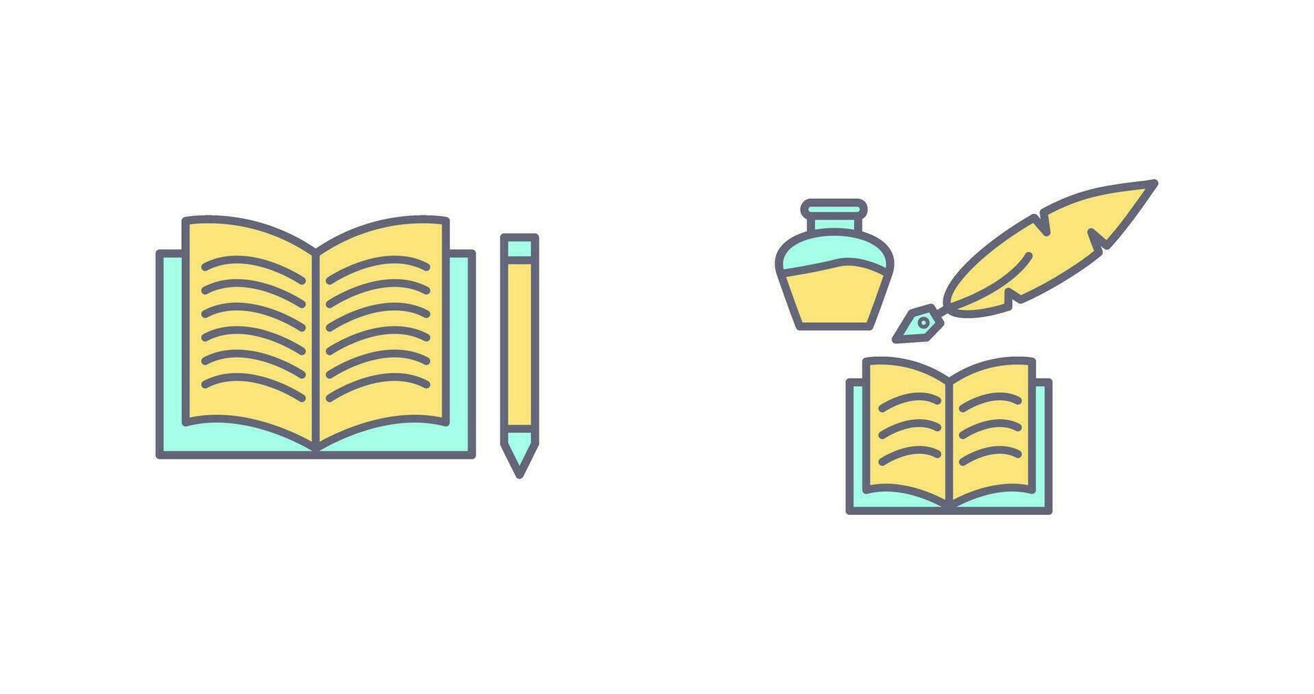 Pencil and Book and Quilland Book Icon vector