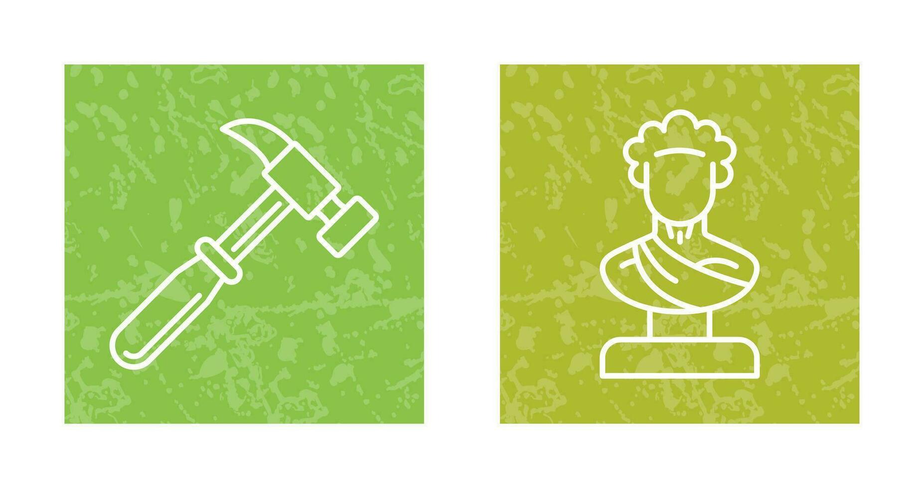 martillo y estatua icono vector