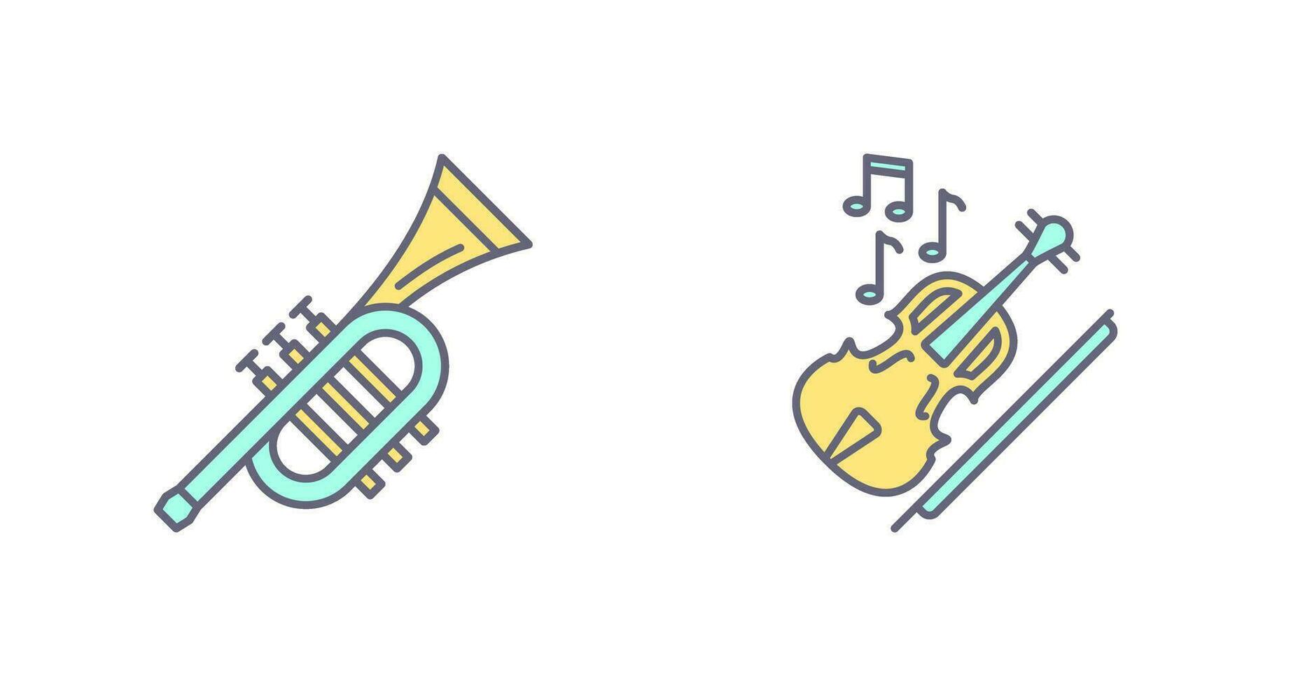 trompeta y violín icono vector