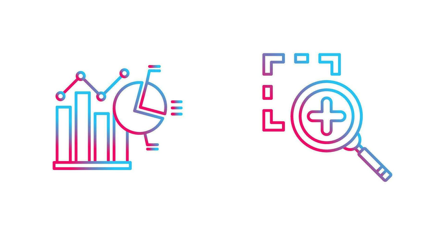 Bar Chat and Zoom In Icon vector