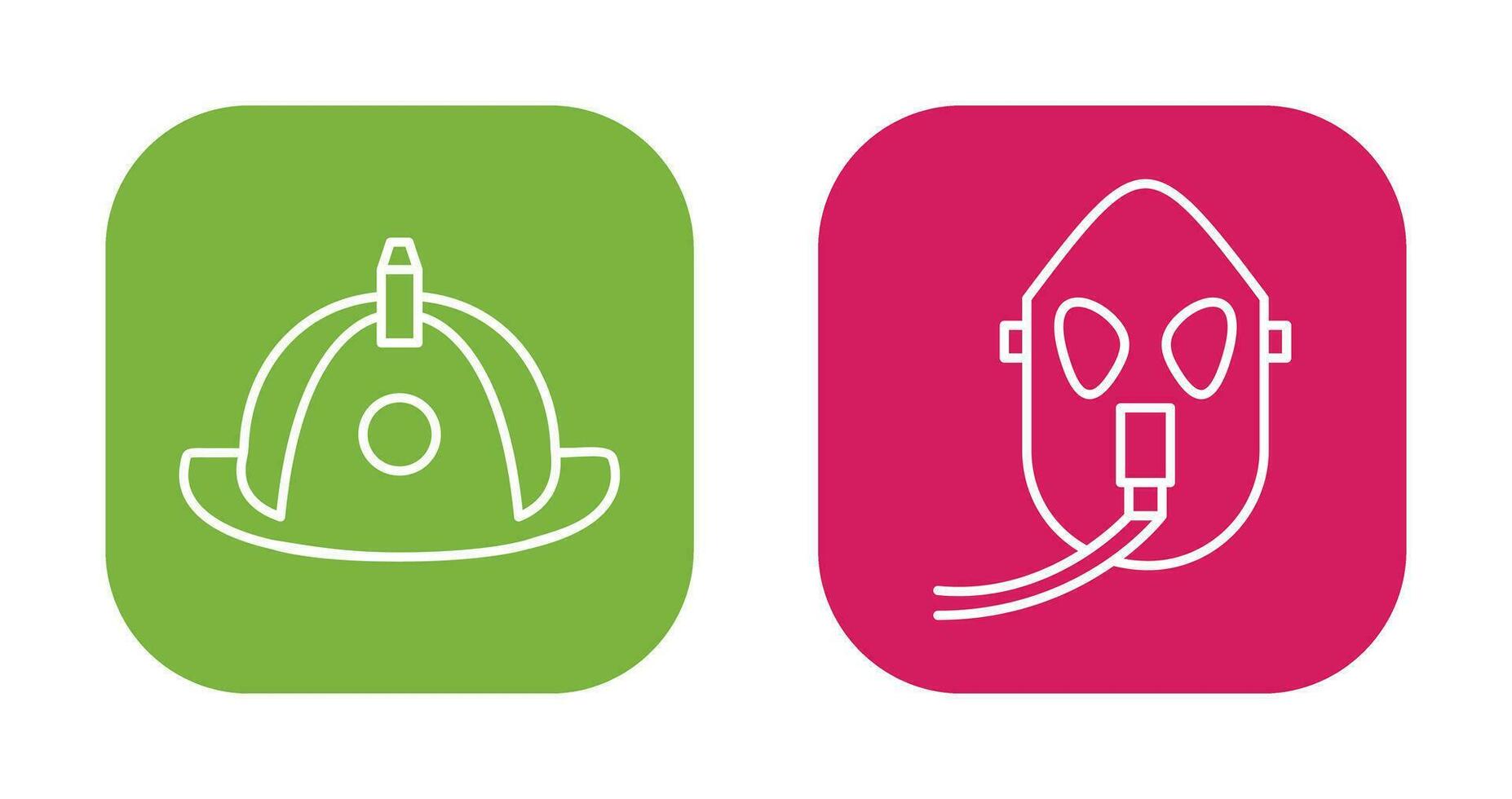 firefighter hat and Oxygen mask Icon vector