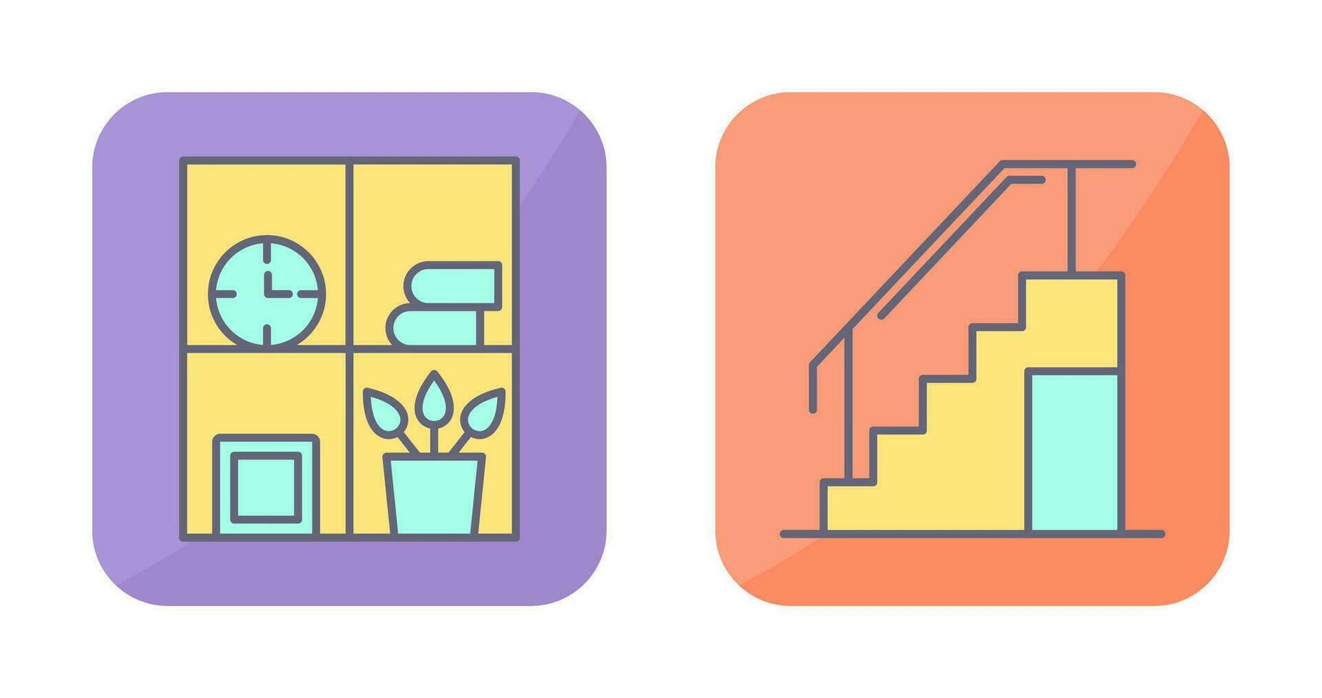 Bookshelf and Stairs Icon vector