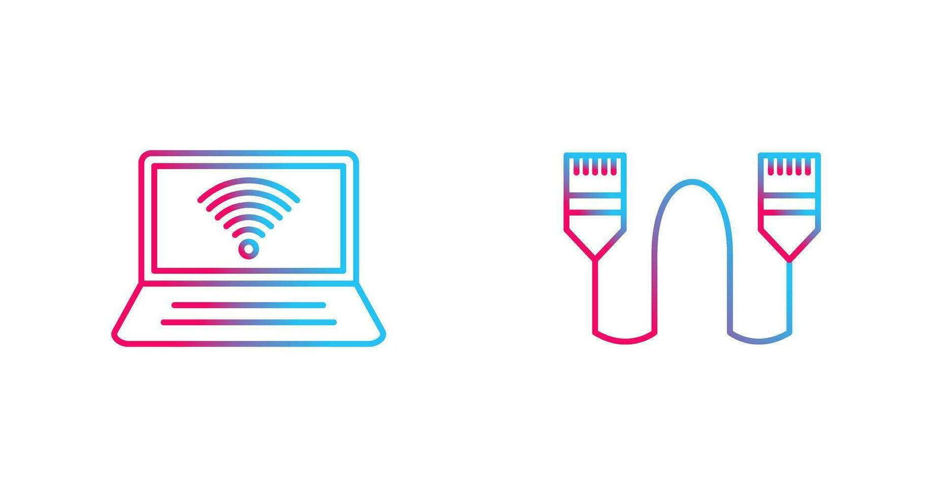 Connected Laptop and Internet Cable Icon vector