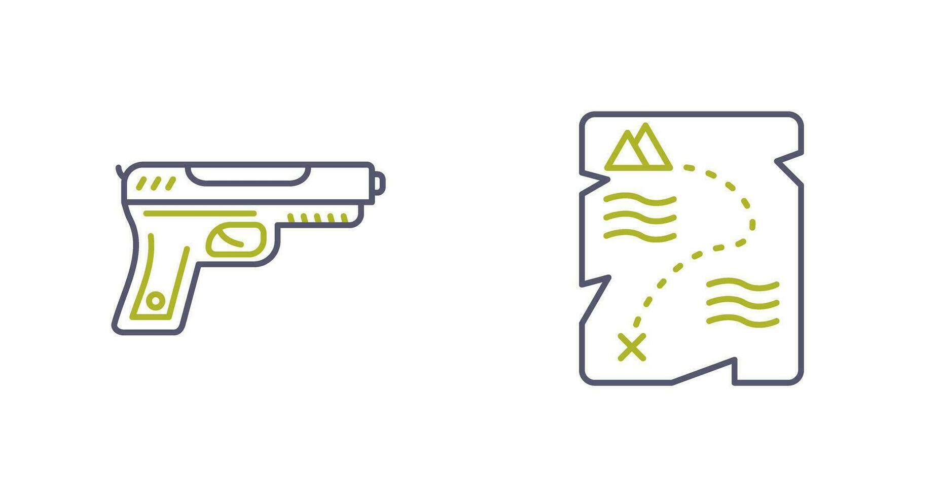 Gun and Treasure  Icon vector