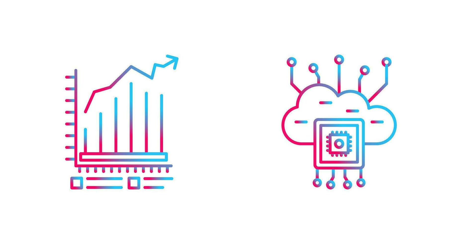 bar gráfico y nube informática icono vector