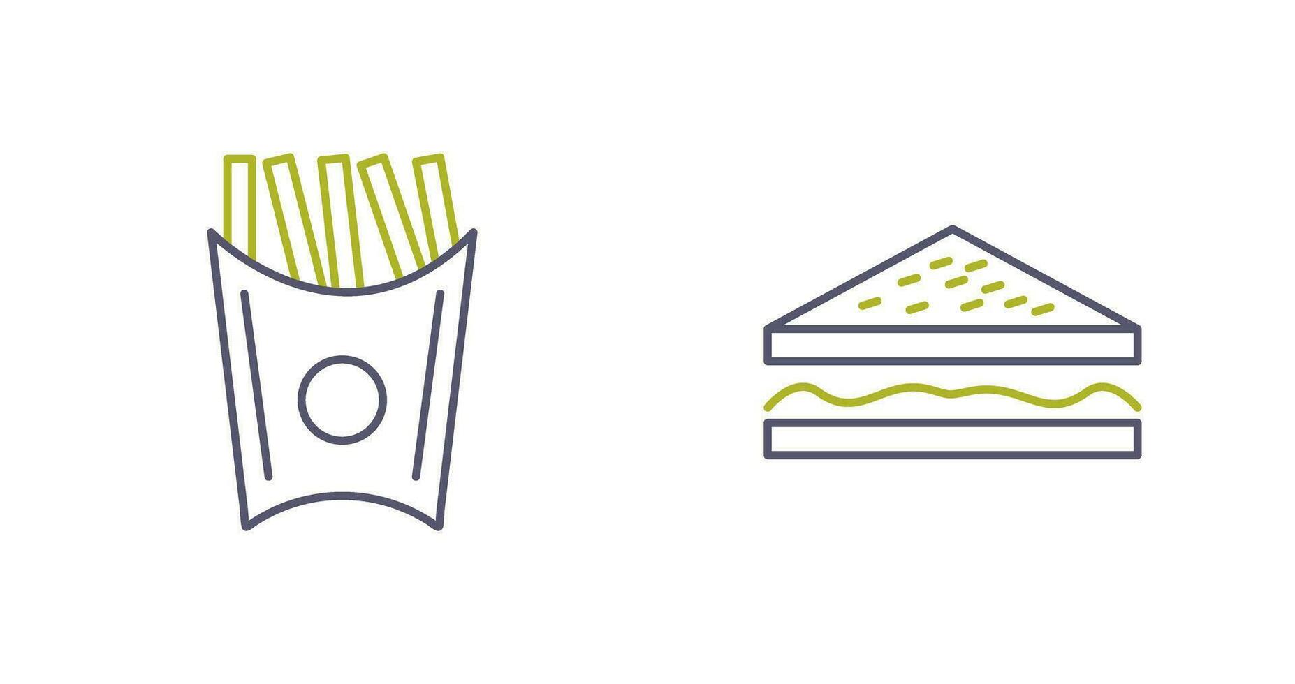 french fries and sandwich  Icon vector